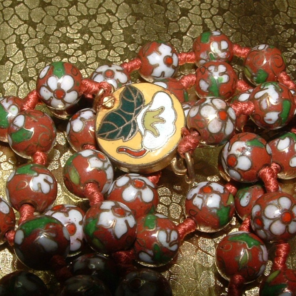 Vintage 50's CLOISONNE Bead Necklace